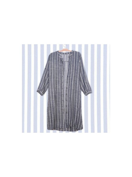 Other - Blue Pin Stripe Long Shirt Kimono Beach Cover Up Cruise Travel Vacation Resort